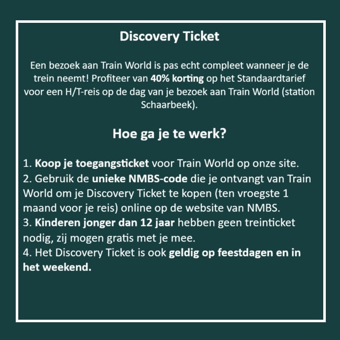 Discovery Ticket: korting op Train World bezoek met NMBS-code