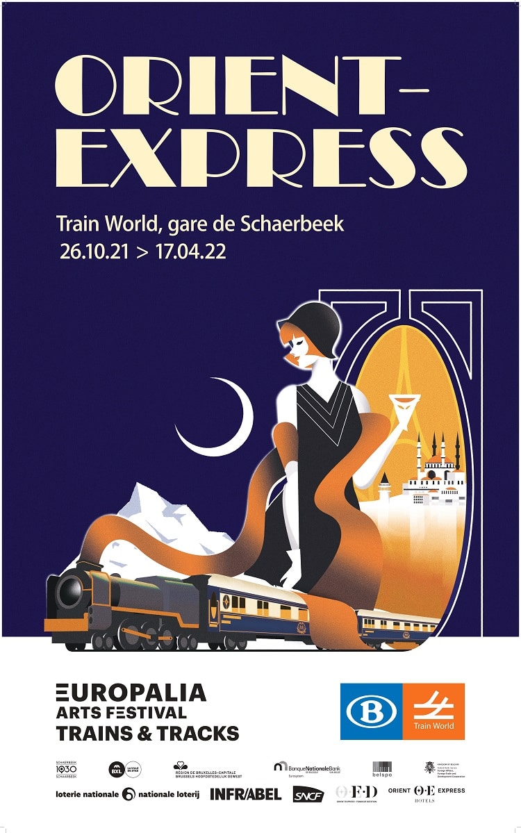 Affiche "Orient-Express, Trains & Tracks" de l'Europalia Arts Festival.