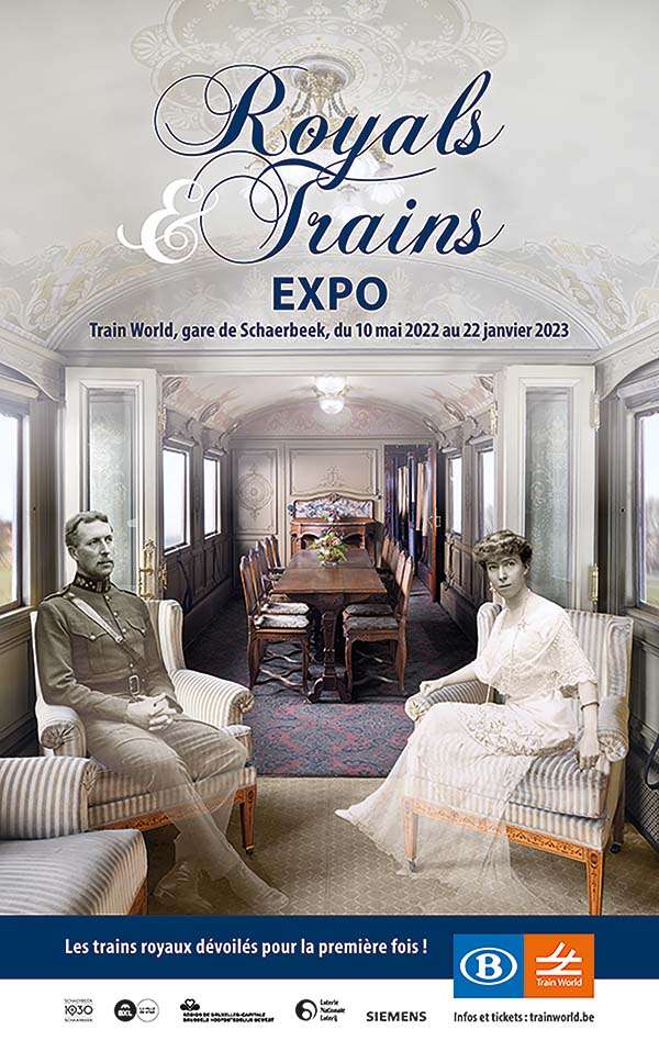 Affiche "Royals Trains Expo" Train World, avec couple royal et train