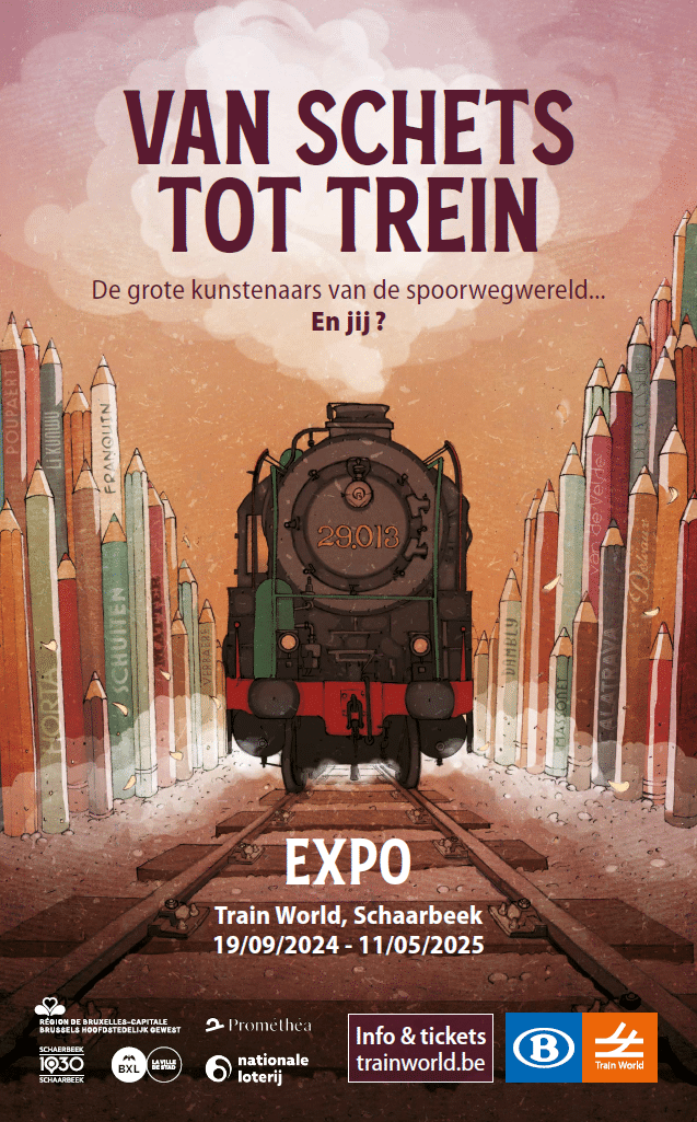 Expo poster met trein, Van Schets tot Trein, 19/09/2024 - 11/05/2025